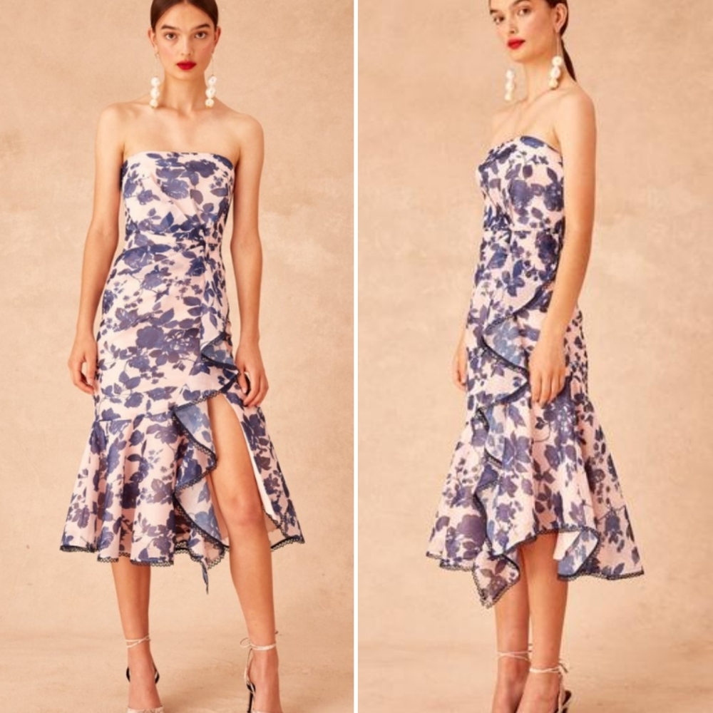 LAST 1 KEEPSAKE Halo Mink Botanic Strapless Dress